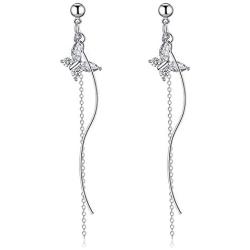 Women Drop Dangle Earrings Unique Jewelry Butterfly Tassel Fringe Long Cute Dangle Earrings