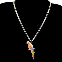 DOWAY Acrylic Novelty Colorful Macaw Parrot Pendant Necklace Tropical Bird Jewelry for Women Girls Kids Charm Party Gifts