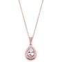 Mariell CZ Bridal Necklace Pendant with Pave Frame Halo and Pear-Shaped Teardrop 14K Rose Gold Plating