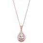 Mariell CZ Bridal Necklace Pendant with Pave Frame Halo and Pear-Shaped Teardrop 14K Rose Gold Plating