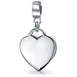 Personalized Initial Monogram Alphabet Heart Shape Tag Dangle Charm Bead For Women Girlfriend .925 Sterling Silver Fits European Bracelet