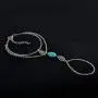 Olbye Turquoise Finger Ring Bracelet Dainty Silver Flower Harness Bangle Chain Everyday Bracelet Jewelry Gift for Women and Girls