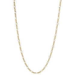 The Bling Factory 2mm 24k Yellow Gold Plated Flat Figaro Chain Necklace