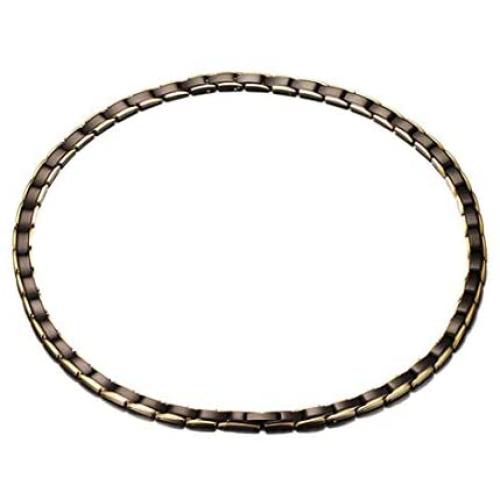 Rockyu Stainless Steel Mens Magnetic Necklace for Pain Relief Black Gold Inflammation Reduction for Neck Arthritis Migraine Headaches Shoulders and Back