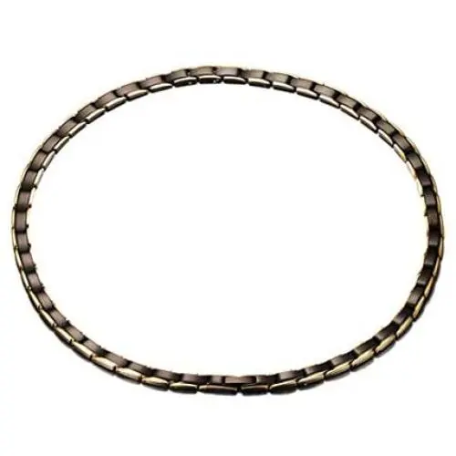 Rockyu Stainless Steel Mens Magnetic Necklace for Pain Relief Black Gold Inflammation Reduction for Neck Arthritis Migraine Headaches Shoulders and Back