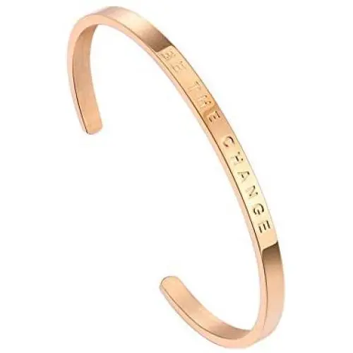 ZUOPIPI Inspirational Cuff Bracelet Be The Change Bracelet 4mm Confidence Cuff Bracelets for Graduation and Daughter Birthday ZUOPIPI Inspirational Cuff Bracelet Be The Change Bracelet 4mm Confidence Cuff Bracelets for Graduation and Daughter Birthday