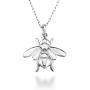 Miabella 925 Sterling Silver Italian Bumble Bee Charm Pendant Necklace for Women Teen Girls, Choice of White or 18K Yellow Gold Over Silver, 18 Inch Chain Made in Italy