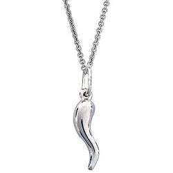 Ritastephens Sterling Silver Mini Italian Horn Cable Chain Necklace (16, 18, 20 Inches)