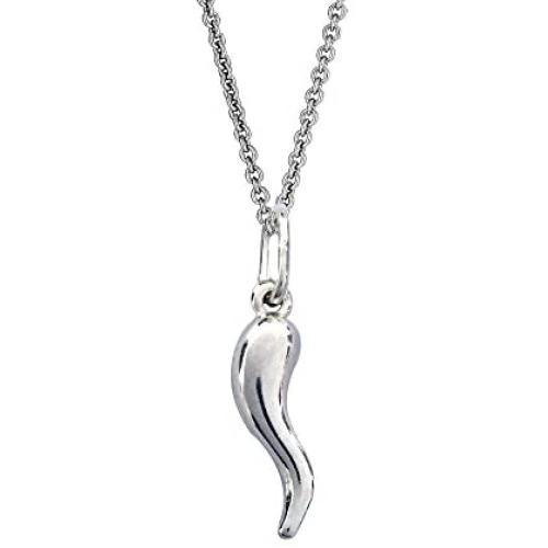 Ritastephens Sterling Silver Mini Italian Horn Cable Chain Necklace (16, 18, 20 Inches)
