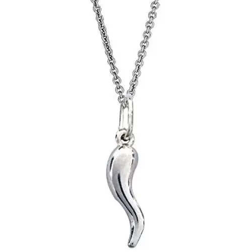 Ritastephens Sterling Silver Mini Italian Horn Cable Chain Necklace (16, 18, 20 Inches)