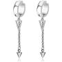 Fusamk Punk Rock Stainless Steel Triangle Ear Clip Earrings Spike Long Chain Dangle Earrings