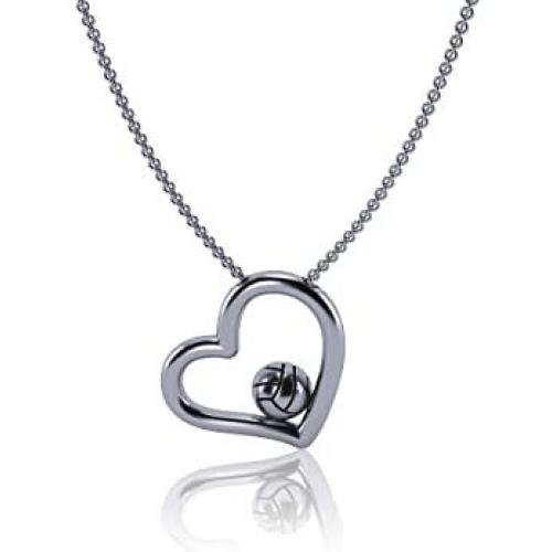 Dayna Designs Volleyball Heart Necklace - Sterling Silver Jewelry Small for Women/Girls