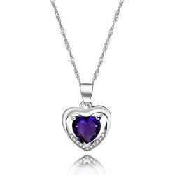 Uloveido Fashion Crystal Heart Necklace Double Heart Pendant Platinum Plated Wedding Valentines Necklace for Her Y1109