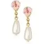 1928 Jewelry Porcelain Rose Pearl Drop Earrings 1928 Jewelry Porcelain Rose Pearl Drop Earrings