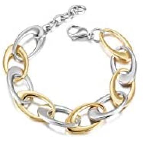 CIUNOFOR CZ Bracelet for Women Girls Wide Cuban Curb Link Bracelet Italian Style Oval Bracelet Silver Rose Gold Plated Adjustable Stainless Steel Chain with Round Disc Charm