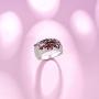 925 Sterling Silver Ring Delicate Pink Cherry Tree Created Ruby Shiny White Cubic Zirconia