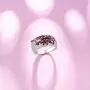 925 Sterling Silver Ring Delicate Pink Cherry Tree Created Ruby Shiny White Cubic Zirconia