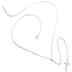 West Coast Jewelry | ELYA Polished Cross Stainless Steel Pendant Necklace
