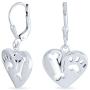 I Love My Dog Heart Shape Cut Out Puppy Pet Bone Animal Lover Paw Print Drop Leverback Earrings For Women 925 Sterling Silver