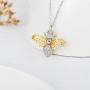 Gold Bee / Gold Seahorse / Silver Hedgehog Pendant Necklace, 925 Sterling Silver Personalized Animals Necklace for Women Men Girls Boys Children Jewelry Gift 18+2 Extender (Gift Box included)