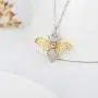Gold Bee / Gold Seahorse / Silver Hedgehog Pendant Necklace, 925 Sterling Silver Personalized Animals Necklace for Women Men Girls Boys Children Jewelry Gift 18+2 Extender (Gift Box included)