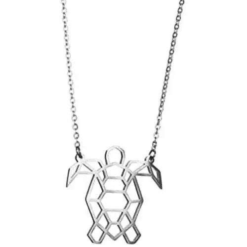 La Menagerie Turtle Silver Origami Jewelry - Silver Geometric Chain Necklace – 925 Sterling Plated Silver Necklace for Women & Girls – Stylish Turtle Pendant Necklace La Menagerie Turtle Silver Origami Jewelry - Silver Geometric Chain Necklace – 925 Sterling Plated Silver Necklace for Women & Girls – Stylish Turtle Pendant Necklace