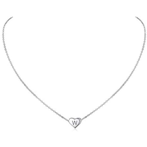 ChicSilver 925 Sterling Silver Heart Initial Necklaces for Women Girls-Dainty Personalized Heart Pendant Letter Alphabet Necklace for Women Teen Girls(with Gift Box)
