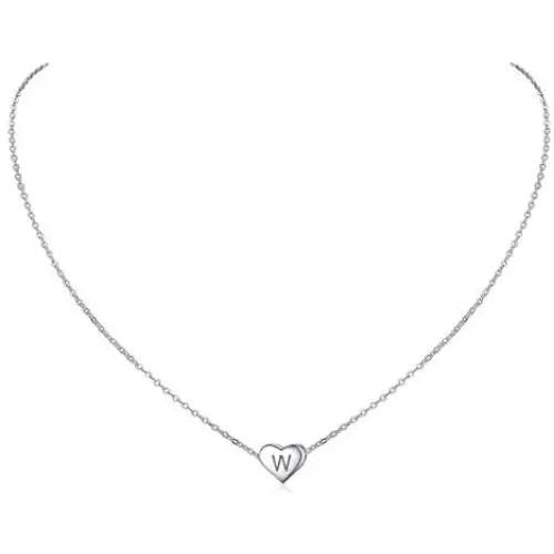ChicSilver 925 Sterling Silver Heart Initial Necklaces for Women Girls-Dainty Personalized Heart Pendant Letter Alphabet Necklace for Women Teen Girls(with Gift Box)