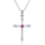 NABTYJC Sterling Sliver Cross Pendant Necklace Amethyst Cubic Zirconium Necklace Christ Jesus Necklace