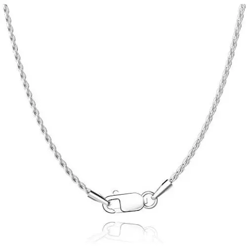 Jewlpire Diamond Cut 925 Sterling Silver Chain Rope Chain Italian Silver Necklace Chain for Women Men Super Shiny Durable 1.35mm Size 16,18, 20, 22, 24 Inches