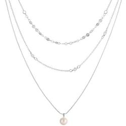 Multilayered Chain Necklace –Women’s Multi-Stand Bohemia Sequins Disc Choker Chain Gold Silver Triple Layered Minimalist Pearl Pendant Necklace Jewelry