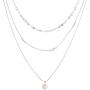 Multilayered Chain Necklace –Women’s Multi-Stand Bohemia Sequins Disc Choker Chain Gold Silver Triple Layered Minimalist Pearl Pendant Necklace Jewelry