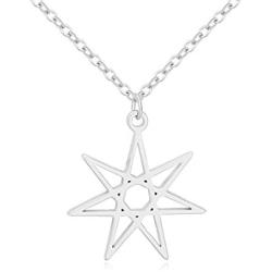 NOUMANDA Elven or Faerie Seven Pointed Star Septagram Pendant Necklace Rose Gold Silver Tone
