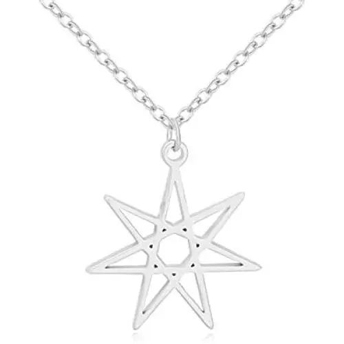 NOUMANDA Elven or Faerie Seven Pointed Star Septagram Pendant Necklace Rose Gold Silver Tone