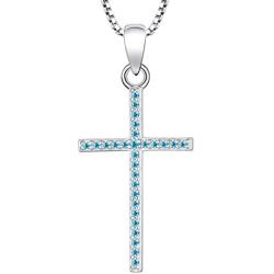YL Cross Necklace 925 Sterling Silver Halo Pendant Religious Jewelry Christian Baptism Gifts