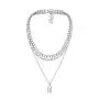 Chargances Chunky Chain Collar Choker for Women and Girls Necklace for Women and Girls Diamond Lock Pendant Multi Layer Chain Necklace Ladies Party Jewelry(Silver)