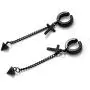 Fusamk Punk Rock Stainless Steel Cross Ear Clip Earrings Long Chain Drop Dangle Earrings