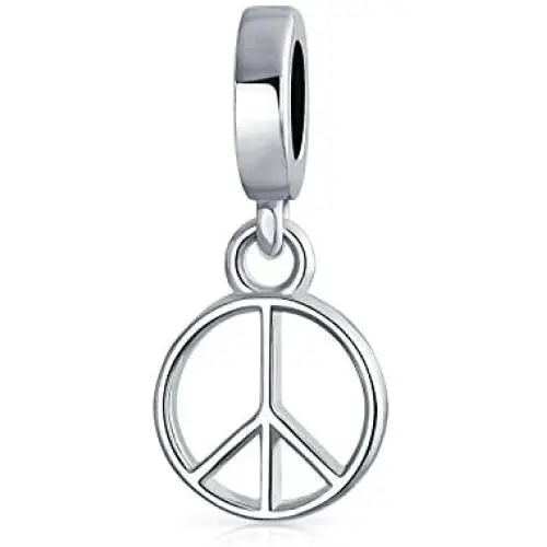 Symbol Of World Peace Sign Dangle Charm Bead For Women Teen .925 Sterling Silver Fits European Bracelet Symbol Of World Peace Sign Dangle Charm Bead For Women Teen .925 Sterling Silver Fits European Bracelet