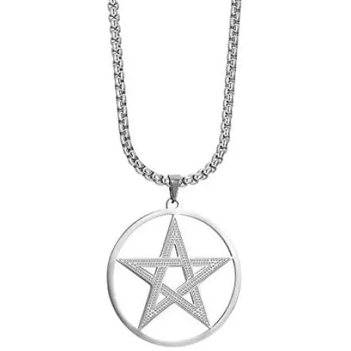TEAMER Gold Silver Supernatural Star Pentagram Pentacle Pendant Necklace Wiccan Jewelry for Women Men