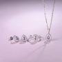 FANCIME White Gold Plated 925 Sterling Silver Natural Amethyst CZ Cubic Zirconia Pendant Necklace Stud Earrings Set Fine Jewelry Gifts For Women Girls