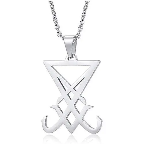 Mens Necklace Stainless Steel Sigil of Lucifer Seal of Satan Baphomet Pendant with Chain 22 Inch Mens Necklace Stainless Steel Sigil of Lucifer Seal of Satan Baphomet Pendant with Chain 22 Inch