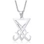 Mens Necklace Stainless Steel Sigil of Lucifer Seal of Satan Baphomet Pendant with Chain 22 Inch