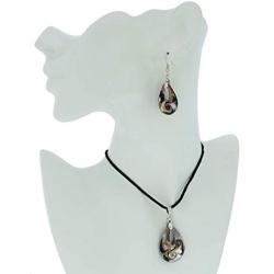 GlassOfVenice Gemma Murano Glass Necklace and Earrings Set - Black