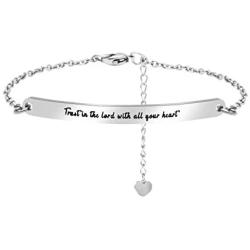 Inspirational Link Bracelets Birthday Gifts for Women Girls Motivational Mantra Stainless Steel Engraved Quote Jewelry
