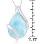 Sterling Silver Natural Larimar Pear-Shaped Designed 18'' Pendant Necklace
