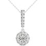 Vaarya 14K White Gold Diamond Halo Stick Pendant Necklace (1/2 Ct tw, AGS Certified GH+/SI2-I1+)