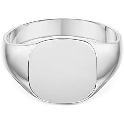 LANDA JEWEL Unisex Sterling Silver Cushion or Oval Shape Heavy Weight Polished Signet Ring