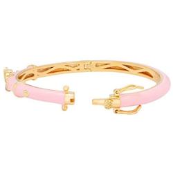 Disney Minnie Mouse Jewelry, Pink Glitter Bangle Bracelet with Yellow Gold Plating