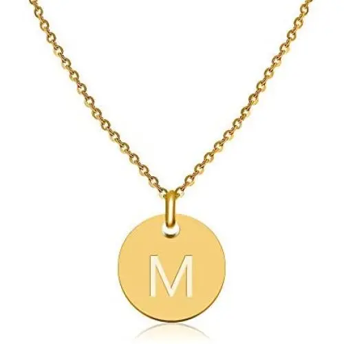 GD GOOD.designs - Golden letter necklace for women with round pendant (40 + 5cm) initial jewelry for ladies GD GOOD.designs - Golden letter necklace for women with round pendant (40 + 5cm) initial jewelry for ladies
