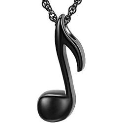 Music Note Memorial Urn Pendant Ash Keepsake Necklace Stainless Steel Music Instrument Cremation Jewelry